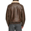 Men's Faux Shearling Sherpa Collar Bomber Leather Jacket-Men Shearling Jacket-Premium Leather Store