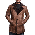 Brown Real Leather Long Trench Coat-Men Leather Coat-Premium Leather Store