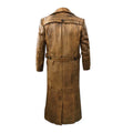 Brown Distressed Vintage Below Knee Long Leather Coat-Men Leather Coat-Premium Leather Store