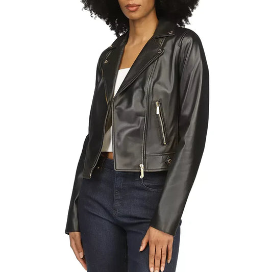 Women's Michael Kors Moto Leather Jacket-Women Leather Jacket-Premium Leather Store