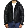 Men's Aviator Pilot B3 Faux Shearling Bomber Leather Jacket-Men Shearling Jacket-Premium Leather Store