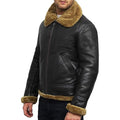 Men's B3 Faux Shearling Flying Genuine Bomber Leather Jacket-Men Shearling Jacket-Premium Leather Store