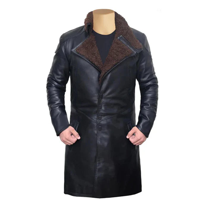 Black Gosling's Blade Stylish Leather Coat-Men Leather Coat-Premium Leather Store