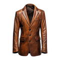 Brown Winter Round Cuffs Classic Leather Coat-Men Leather Coat-Premium Leather Store