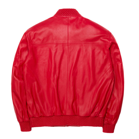 Men's Red Basic Leather jacket-Leather Jackets-Premium Leather Store