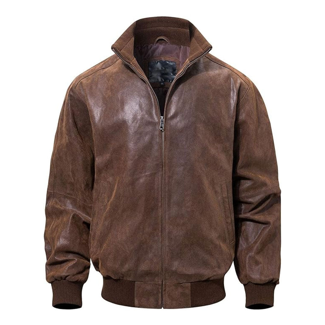 Men's Casual Bomber Real Leather Jacket