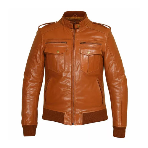 Men's Tan Motorcycle Touring Leather Jacket