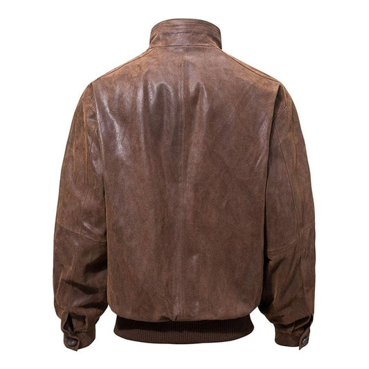 Men's Casual Bomber Real Leather Jacket