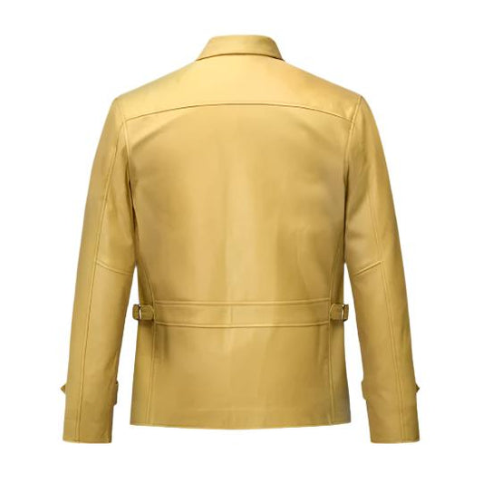 Men's Beige Burn Leather Jacket-Leather Jackets-Premium Leather Store