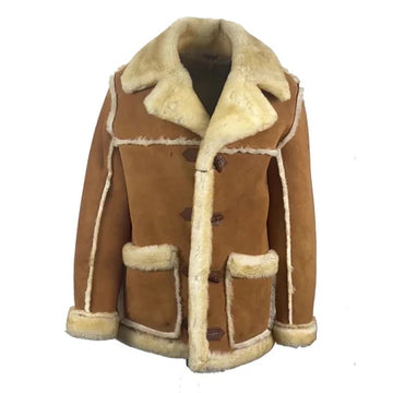 Roddy Piper Western Style Genuine Shearling Leather Coat-Men Leather Coat-Premium Leather Store