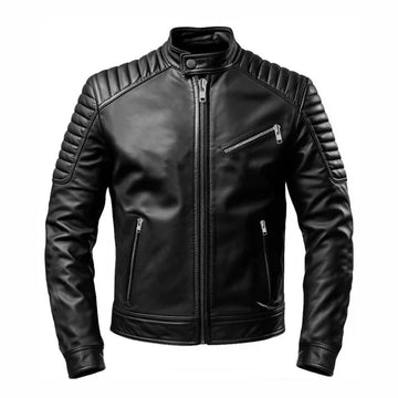 Men's Slim Fit Black Genuine Leather Jacket