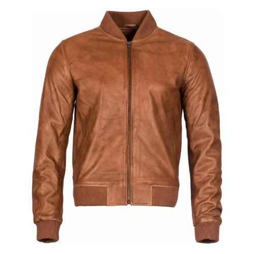 Men's Arcane Tan Bomber Leather Jacket