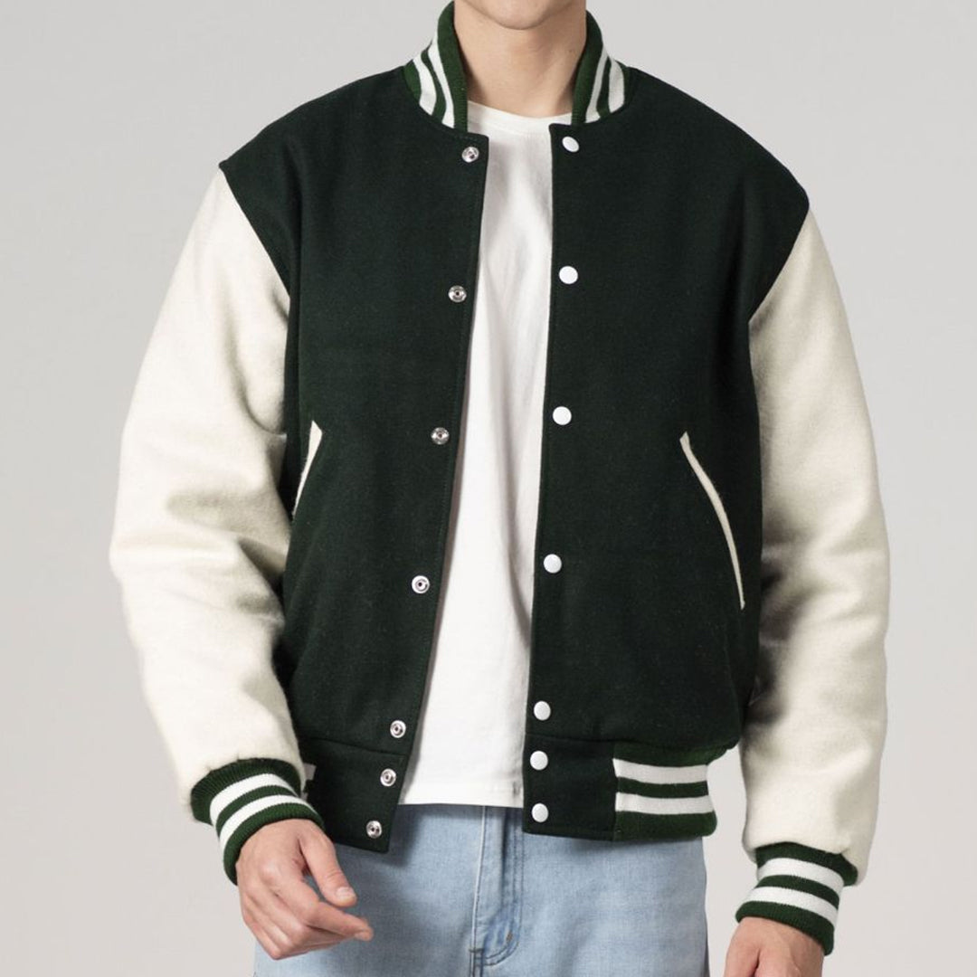 Dartmouth Green & White Customizable All-Wool Varsity Jacket