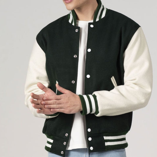 Dartmouth Green & White Customizable All-Wool Varsity Jacket