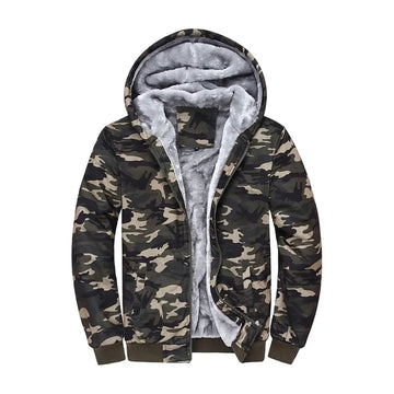 Men's Full Zipper Fleece Camo Hoodie Jacket