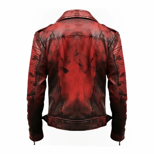 Men's Red Halloween Bloody Leather Jacket