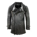 Black Reefer Double-Breasted Warm Real Leather Coat-Men Leather Coat-Premium Leather Store