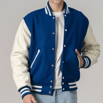 Bright Royal & White Customizable All-Wool Varsity Jacket