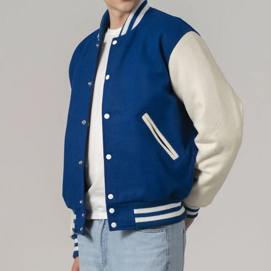 Bright Royal & White Customizable All-Wool Varsity Jacket