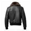 Men's Black B3 Aviation Faux Shearling Lapel Leather Jacket-Men Shearling Jacket-Premium Leather Store