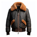 Men's Brown B3 Aviation Faux Shearling Bomber Leather Jacket-Men Shearling Jacket-Premium Leather Store