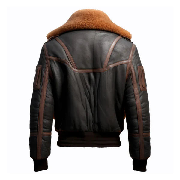 Men's Brown B3 Aviation Faux Shearling Bomber Leather Jacket-Men Shearling Jacket-Premium Leather Store