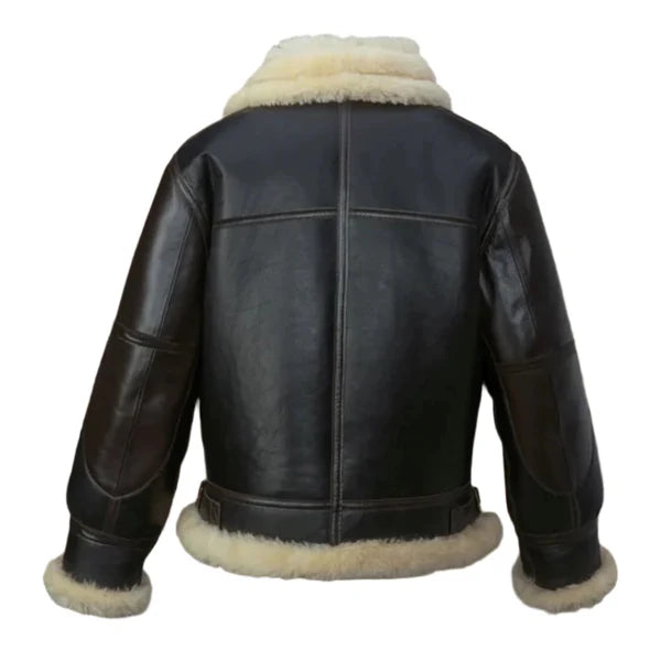 Men's B3 Faux Shearling Flying Aviator Lamb Fur Leather Jacket-Men Shearling Jacket-Premium Leather Store