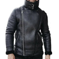 Men's Black B3 Classic Faux Shearling Bomber Leather Jacket-Men Shearling Jacket-Premium Leather Store