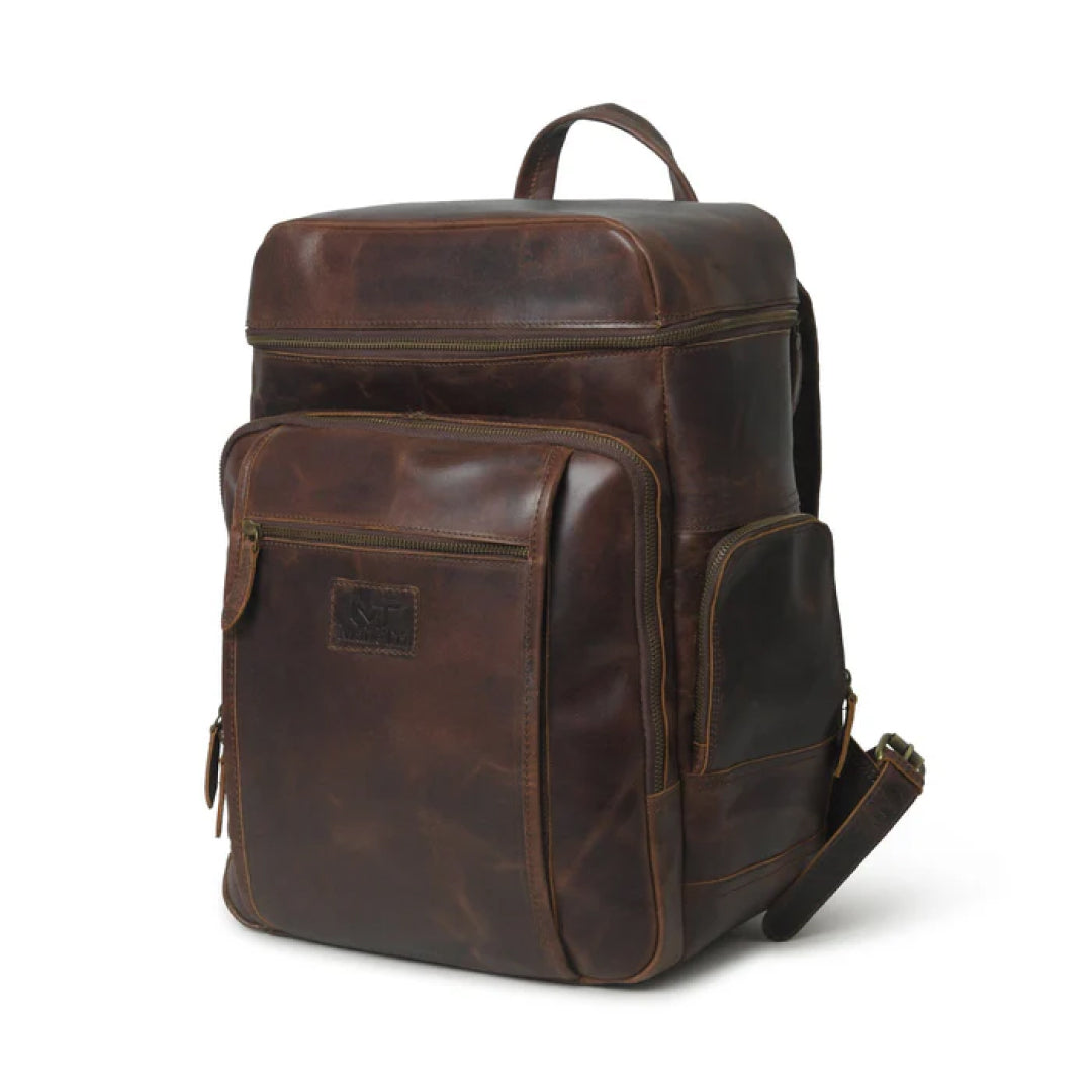 Alpha Brown Buffalo Travel Leather Backpack-Leather backpacks-Premium Leather Store