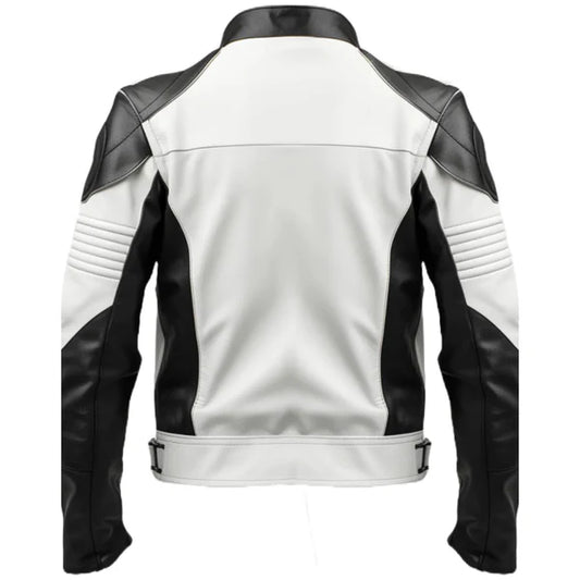 Men's Faux White Leather Jacket