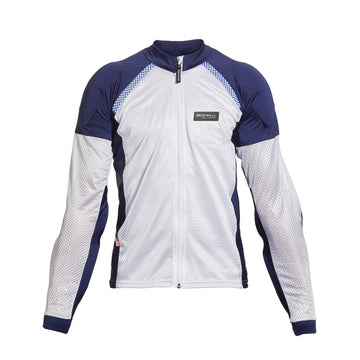 Men's Blue & White Mesh Armored Motorcycle Shirt