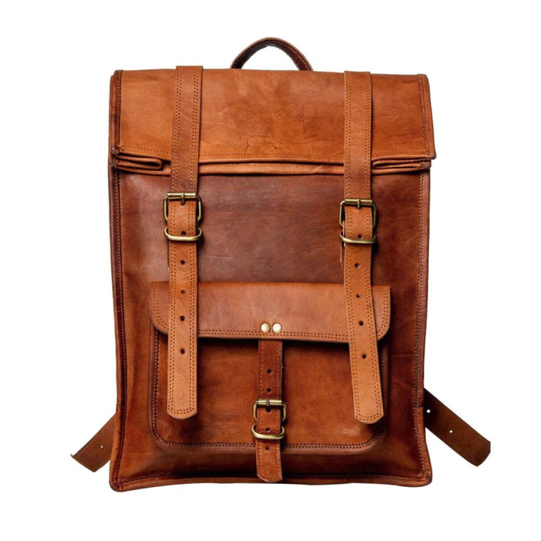 The Hoffman Roll Top Leather Backpack-Leather backpacks-Premium Leather Store