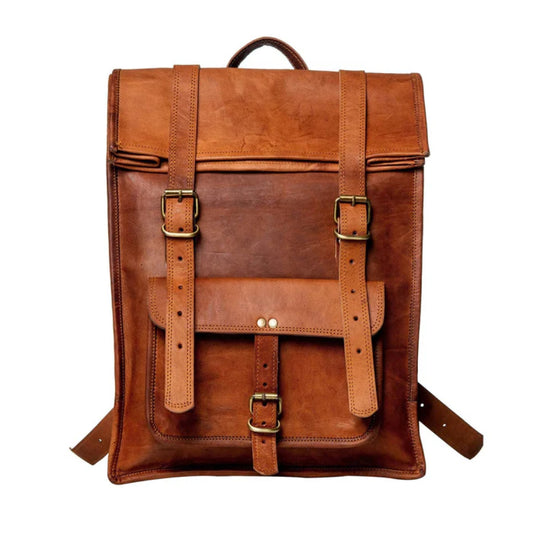 The Hoffman Roll Top Leather Backpack-Leather backpacks-Premium Leather Store