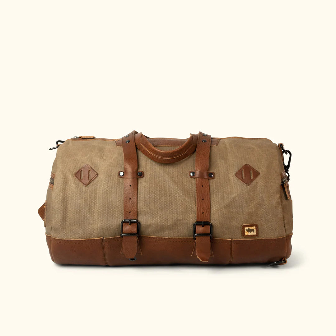 Dakota Field Khaki Waxed Canvas Duffle Bag