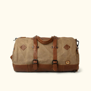 Dakota Field Khaki Waxed Canvas Duffle Bag