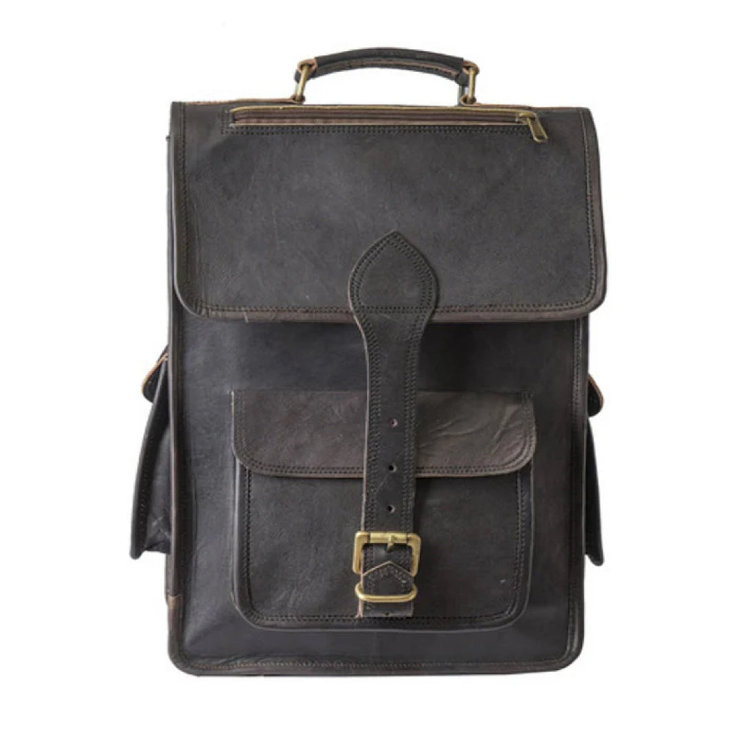 Texas Black Leather Backpack-Leather backpacks-Premium Leather Store