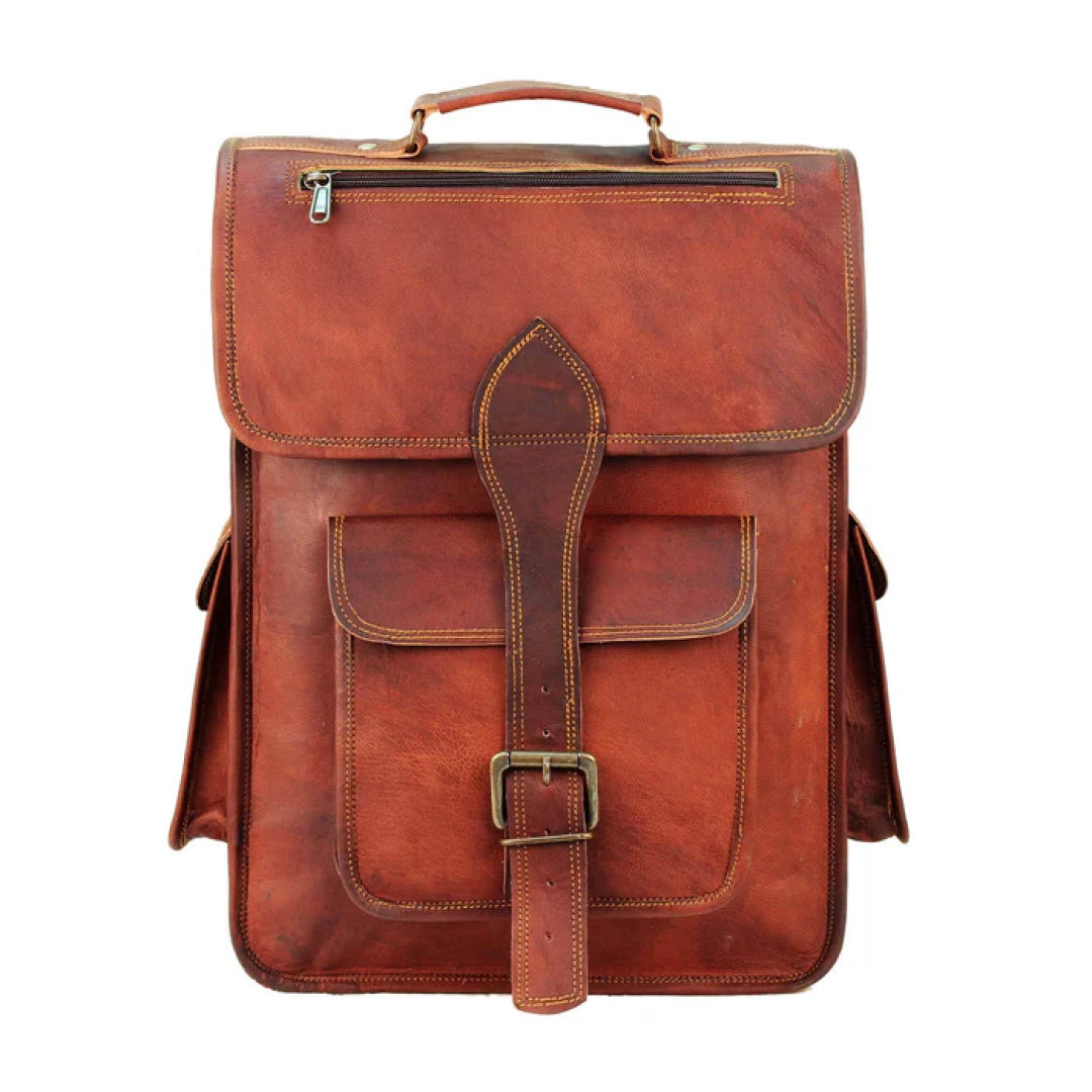 The Hughes Rustic Leather Backpack-Leather backpacks-Premium Leather Store