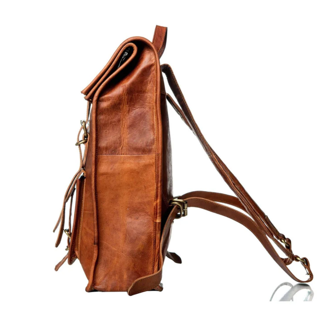 The Hoffman Roll Top Leather Backpack-Leather backpacks-Premium Leather Store