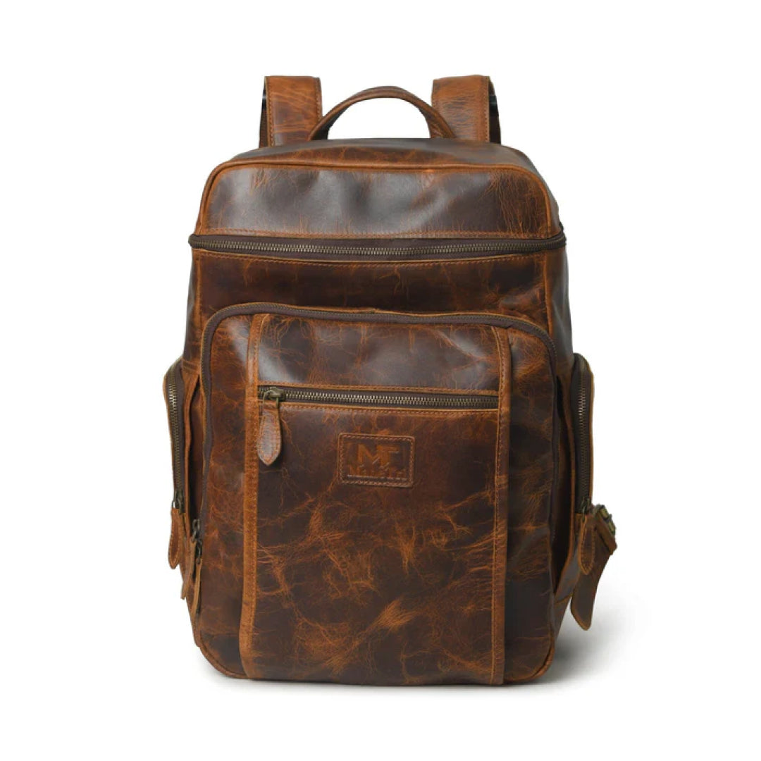 Alpha Caramel Buffalo Travel Leather Backpack-Leather backpacks-Premium Leather Store