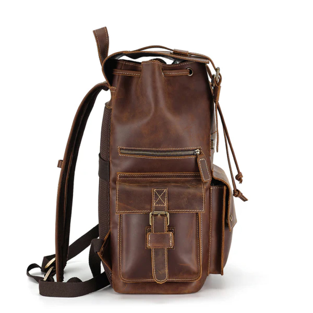 The Drawstring Leather Backpack-Leather backpacks-Premium Leather Store