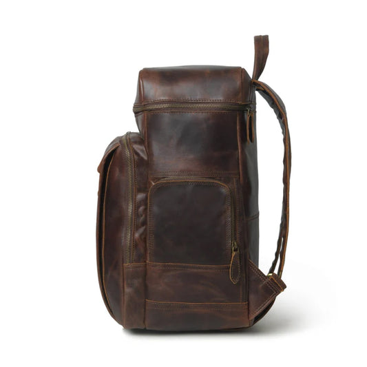 Alpha Brown Buffalo Travel Leather Backpack-Leather backpacks-Premium Leather Store