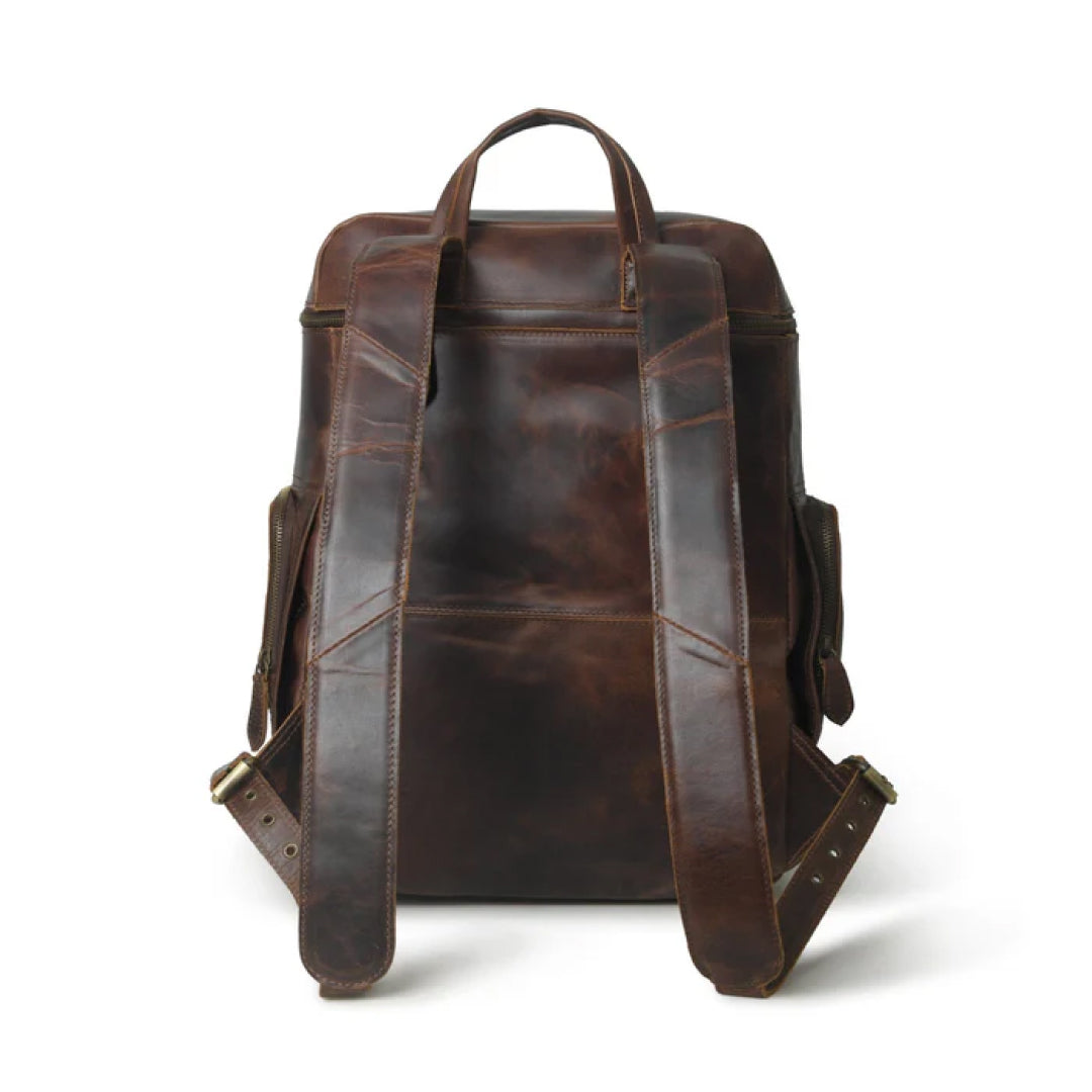 Alpha Brown Buffalo Travel Leather Backpack-Leather backpacks-Premium Leather Store