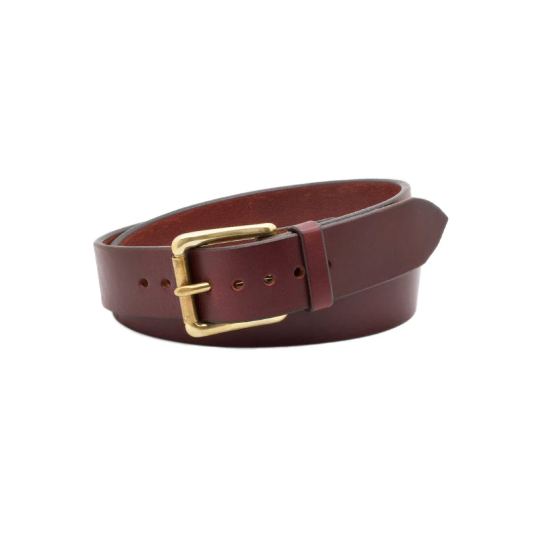 Men's Red And Brown Tone Classic Merlot Leather Belt