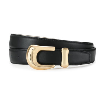 Genuine Leather Belt with Gold Buckle